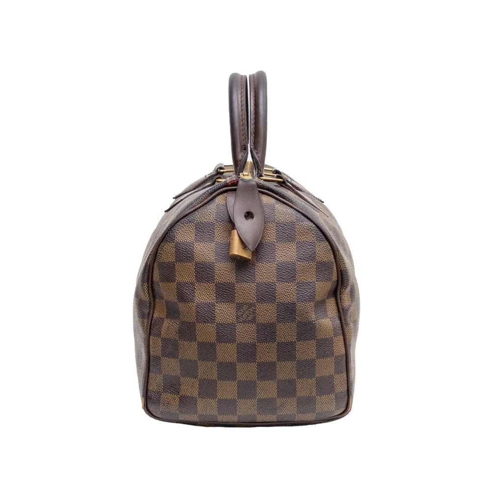 Louis Vuitton Damier Ebene Speedy 30 Boston Bag Brown Canvas Leather Authentic - Picture 4 of 11
